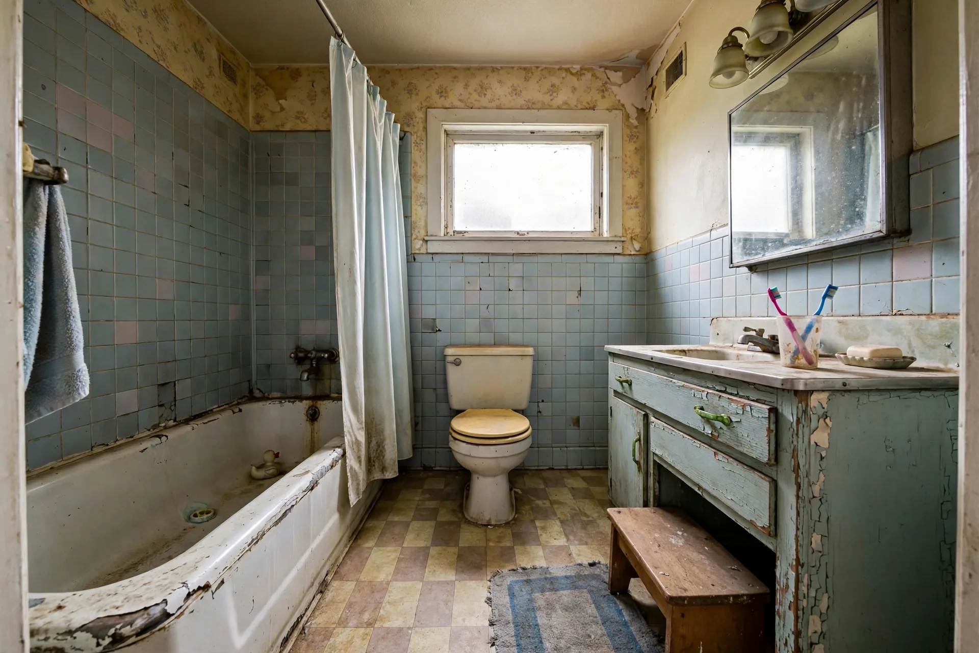 Before photo, Hall Bathroom Remodeling in Kenilworth, by Bowie Bathroom Remodeling Company